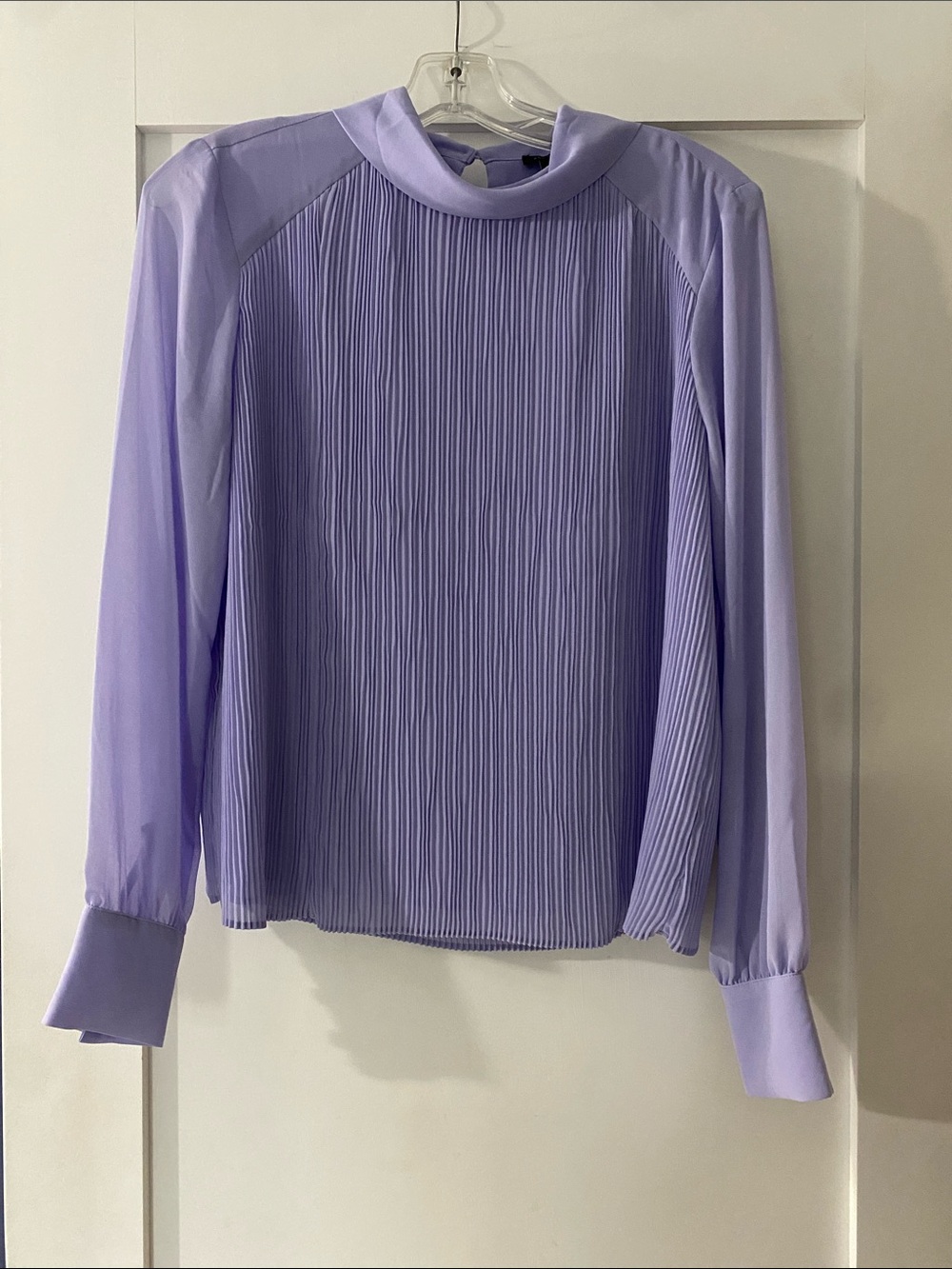 Ann Taylor Lavender Pleated Long-Sleeve Blouse